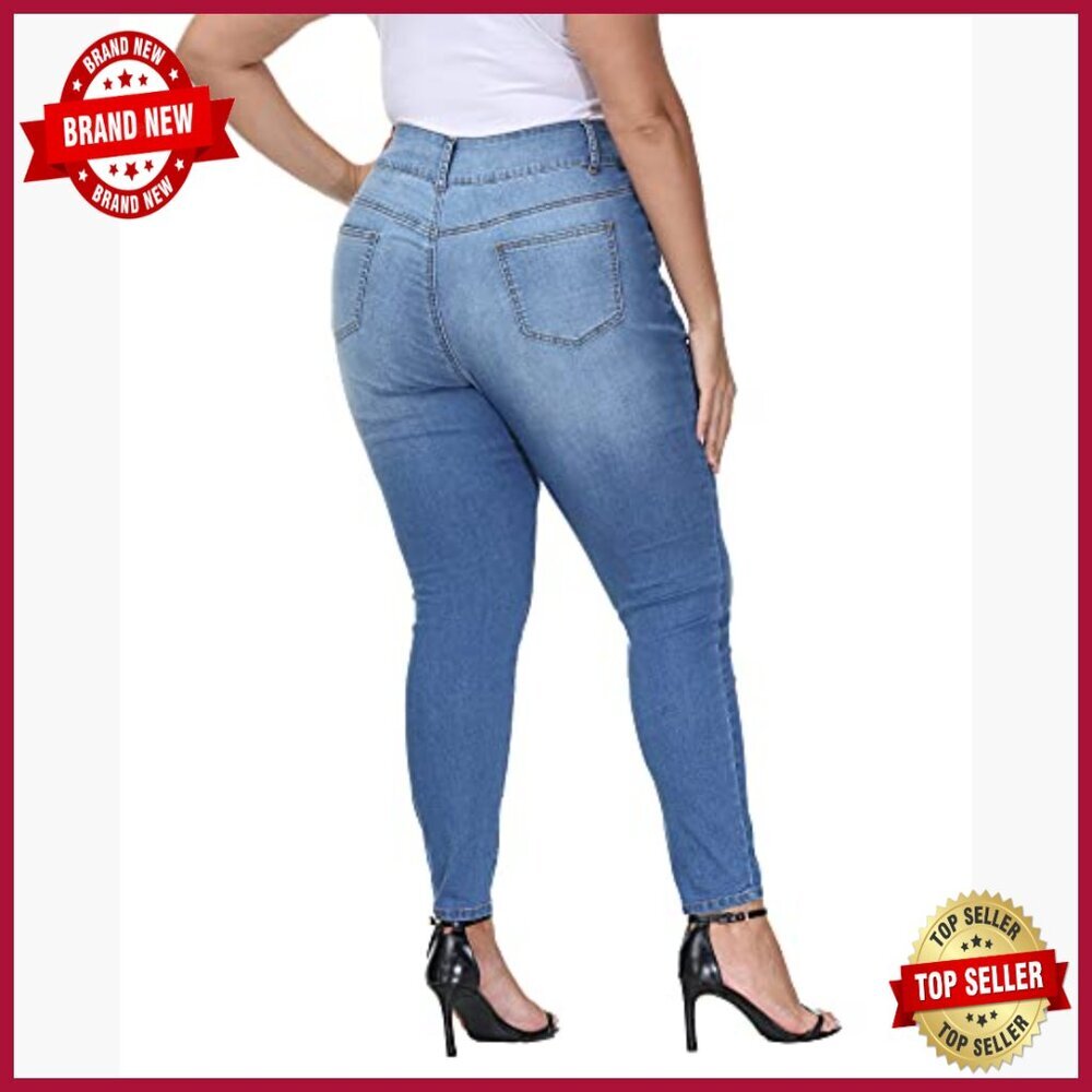 Plus Size High Waisted Skinny Jeans Stretchy Ankle Length Classic Fit - Picture 5 of 7